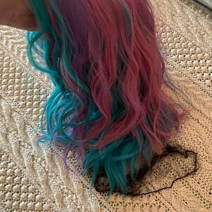 Vibrant Pink, Purple and Teal/Blue Women's Wig